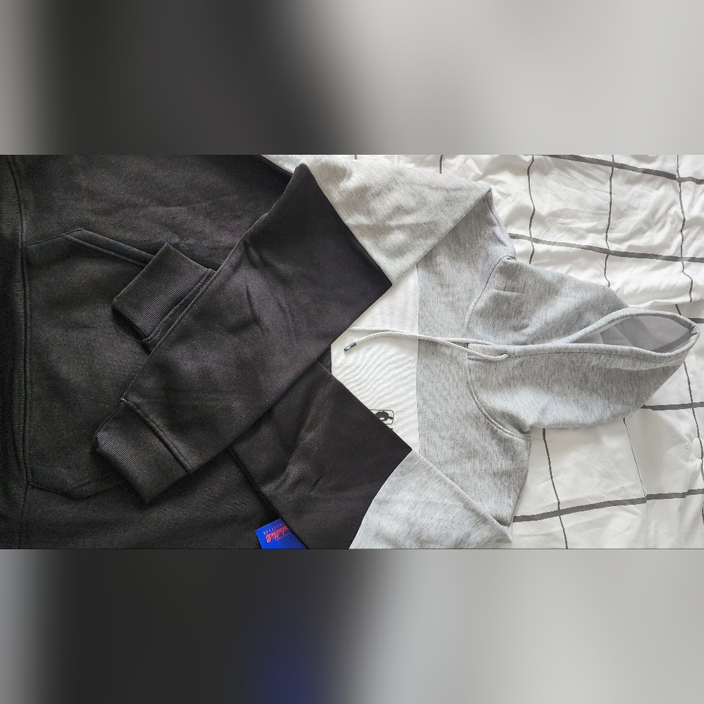 Colorblock Hoodie - Black and Gray